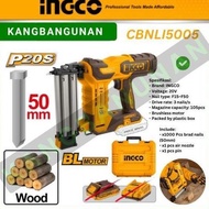 Terbaru Cordless Brad Nailer Brushless 20V Ingco Cbnli5005 Mesin Paku Tembak Air Motor Plastic 100% 