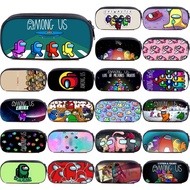 Anime Pencil Cases Among Us Cartoon Print Pencil Bags Stationery Large Zip Compartment Pencil Case S