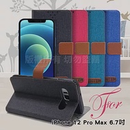 GENTEN for iPhone 12 Pro Max 6.7吋 自在文青風支架皮套藍