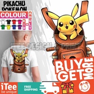 Kids Baju Pikachu Pokemon Backpack Graphic Print Clothes Tops Girl Shirt Kemeja Budak Lelaki T Cotto