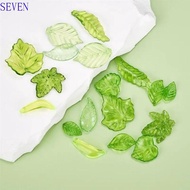 SEVEN 30pcs Green Transparent Leaf Shape Beads, Leaf Shape Transparent Green Acrylic Leaf Beads, DIY