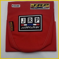 ☏ ✻ ⊙ RUSI ROYAL 125 JRP SEAT COVER LIHA TEXTURE RED with LOGO AND STICKER