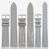 COD☆Suitable for Swarovski leather watch belt men and women Fiyta fossil Armani Tissot gray leather