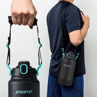 【孔雀Peacock】2000ML保冷保溫水壺 手提肩背式 運動酷跑-藍黑