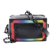 【二手】路易威登LOUIS VUITTON單背包 Mini Soft Trunk Taiga Rainbow M30351 黑色/彩虹色皮革 Mini Soft Trunk 男士