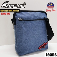 AMELHIL Jeans Sling Bag aquaShark Series Waterproof Men Lelaki Shoulder Bag Travel Crossbody Bag Beg