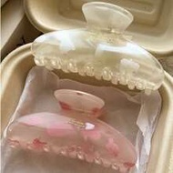 2pcs/1pc Women's 10.5cm/4.13in White & Pink Spotted Crescent Moon Shaped Lightweight Plastic Hair Cl