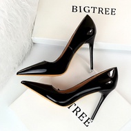 Fashion Patent Leather High Heels Pointed Toe Woman Pumps Stiletto High-Heeled Shoes Closed Toe Part