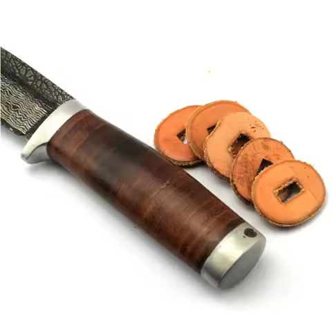 20pcs/lot DIY Knife Handle Patch Material Cowhide Leather Rings Accessories Cowskin Round Handle Gri