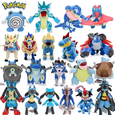 Anime Greninja Plush Pokemon Toys Cute Riolu Mega Lucario Zacian Zamazenta Blastoise Fuse Kyogre Dia