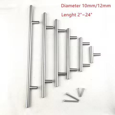 Stainless Steel Kitchen Brushed Door Cabinet T Bar Handle Pull Knob 2" ~ 24''