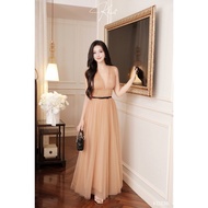 Khiet party dress with princess flared skirt form with sparkling stones, luxurious brown tone Milam 