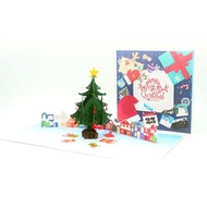 Christmas house Card Pop Up 3D Greeting Card Creative Christmas Party Gift Message Card