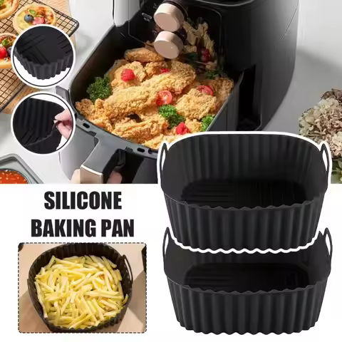 Reusable Non Stick Silicone Air Fryer Liners Square Baking Basket Liners for Daily Kitchen Cooking B