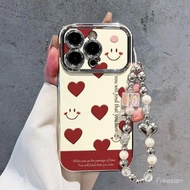 iPhone 14 15 16 13 12 11 Pro Max Plus Case Electroplating Hard Shell Cover with Smiley Face Love Des