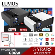 PROJECTOR G86W 4K UHD HD Portable Projector 6000 Lumens OS Android Bluetooth Mini Projector Wifi LCD