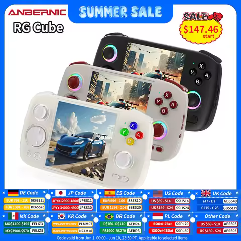 Anbernic RG Cube Handheld Game Console 3.95'' IPS Multi-touch Screen T820 Android 13 RGB Joystick 52