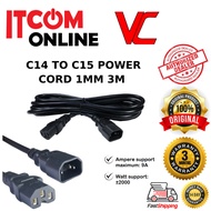 VC C14 TO C15 1MM CABLE 1.8M/3M POWER CORD EXTENSION (CA425)(CA426)