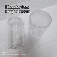Clear Lid Round Plastic Container kitchen storage biskut plastik balang kuih plastic Tinggi 13.5cm diameter 8cm pet