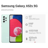 Used Samsung Galaxy A52s 5G(6.5") || 8GB +256GB || Samsung Malaysia Set