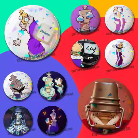 For Chess King K-Kinger Cartoon Emblem Case DIY Pin Insignia Badge Round Souvenir Brooch Button Lase
