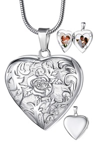 Locket Necklace for Women, Heart Locket Necklace Pendant Necklaces with Picture Inside- Jewelry Memo