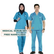 【READY STOCK】BAJU SCRUB MEDICAL SCRUB SUIT DOCTOR 'S SCRUB FOR MAN &amp; WOMEN / TOP+PANTS