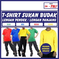 TSHIRT SUKAN BUDAK COTTON BERWARNA READY STOCK BORONG MURAH LEHER BULAT LENGAN PANJANG PENDEK BAJU R