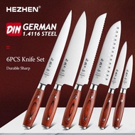 HEZHEN 6PC knife Set Stainless Steel Kitchen Tools Cook Knives