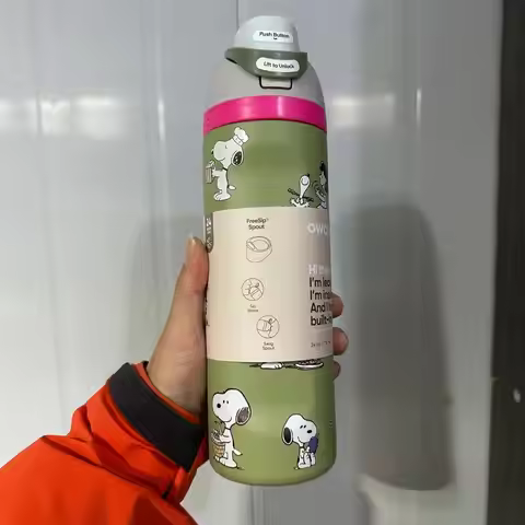 Snoopy Insulated Cup Cartoon Kawaii Cherry Blossom Powder Snoopy Tire Gray Snoopy Insulated Cup Wate