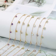 Agete Simple All-Match Natural Crystal Bracelet Female Sterling Silver Gold-Plated Peridot Dream Bra