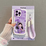 For OPPO A5i A3X A12 A38 A5Pro A57 A16 A15 A7 A5s A17 A18 A95 Ins Purple Clover Case+Lanyard