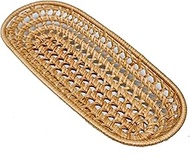 RT&BS 10.6'' Rattan Bread Basket, Hand Woven Tabletop Food Serving Basket, Flatware Storage Narrow B