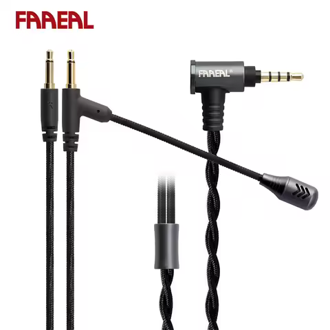 FAAEAL 1.95 Meter/6.4 feet Omnidirectional HD Metal Microphone Game Earphone hifi Cable 3.5mm Mic To