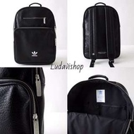 正品 Adidas originals 皮革 後背包 黑 backpack 三葉