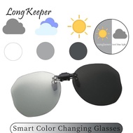 【CW】☢✶¤  Rimless Polarized Flip Up Clip Sunglasses Men Photochromic Glasses for Anti Fishing Eyeglasses Oculos Uv