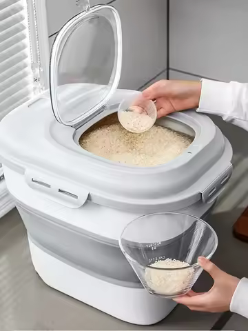 10/25KG Foldable Rice Storage Container Large Capacity Food Storage Bucket Insect-Proof Cereal Rice 