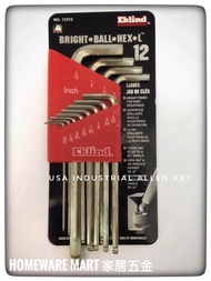 Eklind USA Hex Allen Key 12pcs Bright Finishing Alloy Steel (Inch )