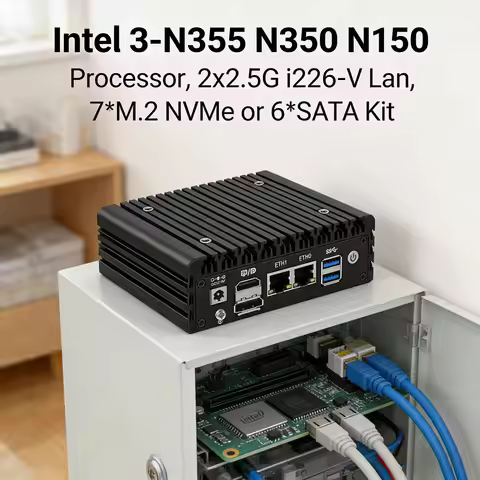 P5 P6 Max Fanless Mini PC Industrial PC Intel 3-N355 N150 Dual LAN Mini Desktop Computer HDMI DP Dis