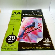 SATU PACK ( 20 LEMBAR ) Kertas Foto A4 Glossy V-Tec / Vanco 210 Gsm Photo Paper A4 Glossy Vtec / Van