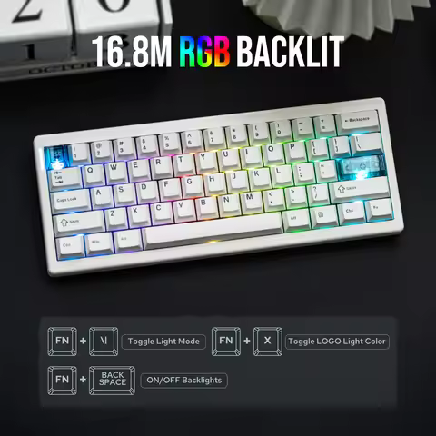 CIDOO QK61 V2 Custom VIA Programmable 60 Gasket Tri Mode Wireless Compact Keyboard South Facing LEDs