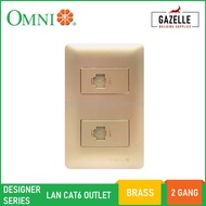 Omni Designer Series LAN CAT6 Outlet Brass 2 Gang