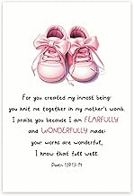 Bliss Monkey Co. Baby Girl Nursery Bible Verse Poster - Psalm 139:13-14 Wall Art Decor - For Nursery