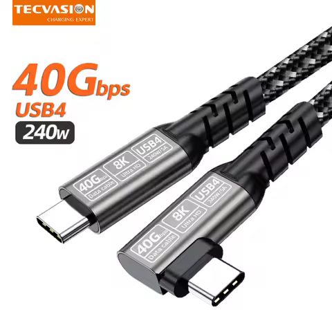 USB4.0 Thunderbolt 3/4 Elbow Cable USB C to Type C Cable 40Gbps PD 240W Fast Charging Cable for Lapt