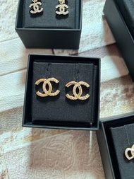Chanel earrings 雙C水鑽耳環 正貨