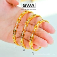 【GWA】(13cm-19cm) Bangle Hollow Rectangle Gelang Tangan Emas Titanium Tahan Karat dan Luntur Bracelet