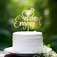 Engaged Cake Topper Engagement Cake Decoration with Ring in Acrylic