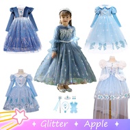 Frozen Elsa Cosplay Costume Pink Blue Princess Dress For Baby Girl Gown For Kids Long Sleeve Halloween Christmas Outfits