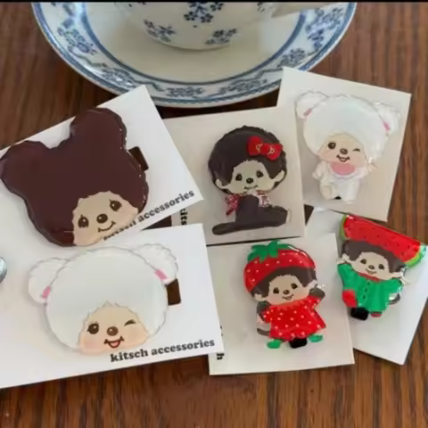 Cartoon Monchhichi Hairclip Girls Birthday Gifts Monchhichi Hair Accessiories Monchhichi Hair Decora