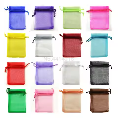 50pcs 7x9 9x12 11x16 13x18 17x23 15x20cm Organza Bags Jewelry Pouches Wedding Part Decoration Drawab